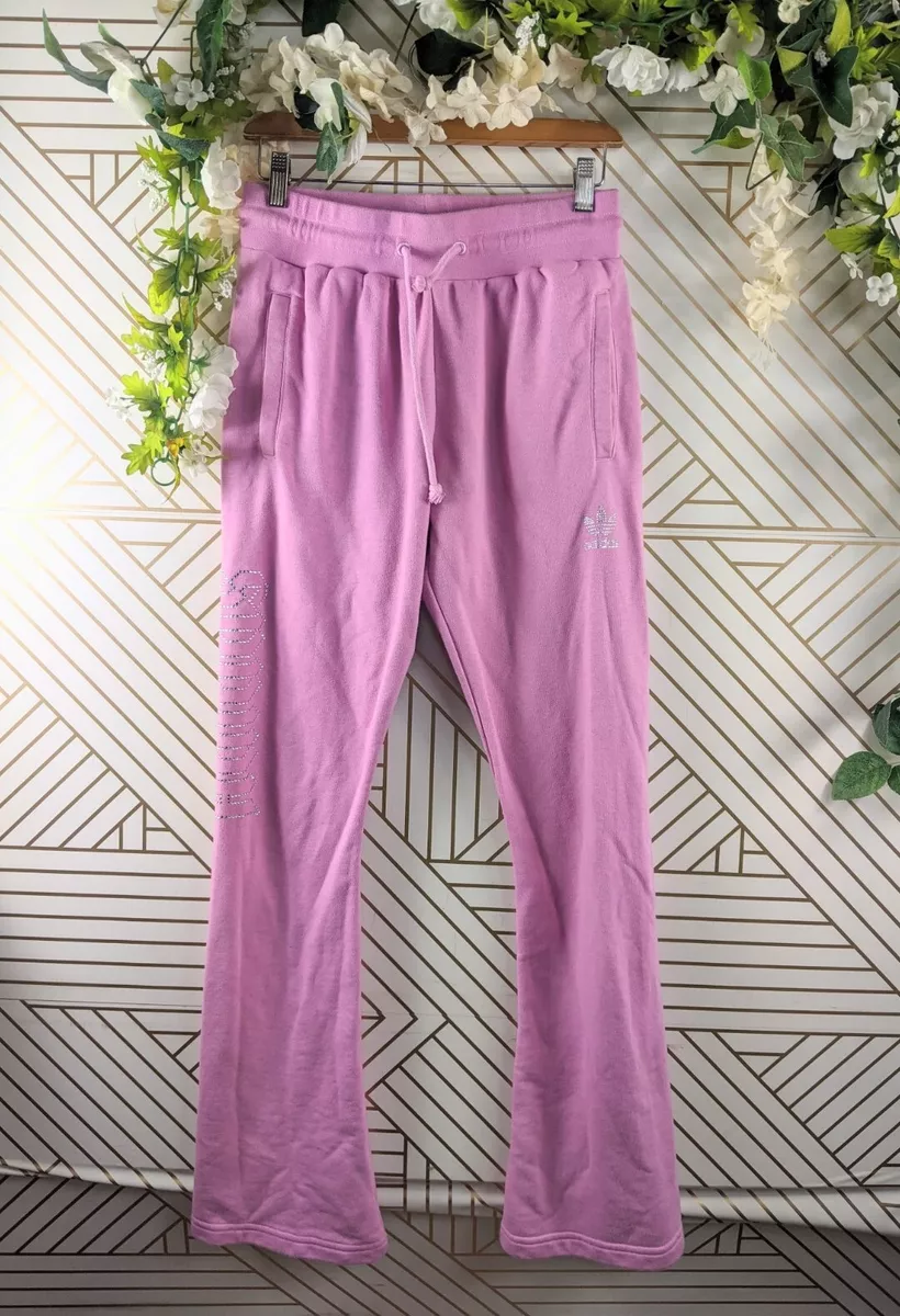 Adidas Women's Pink Sweatpants With Rhinestones Logo 2000s Luxe Size Small