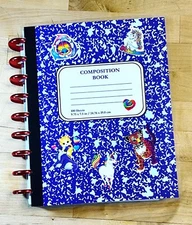 PURPLE Composition Book w Stickers Front & Back Cover Set 4 use w HAPPY Planner~