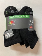 FRUIT OF THE LOOM 10 ankles small shoe size 4.5 - 8.5 NEW SKU A4