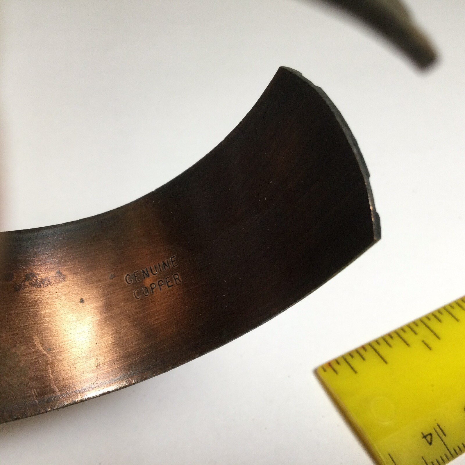 PRETTY EMBOSSED SOLID COPPER CUFF BRACELET NICE D… - image 5