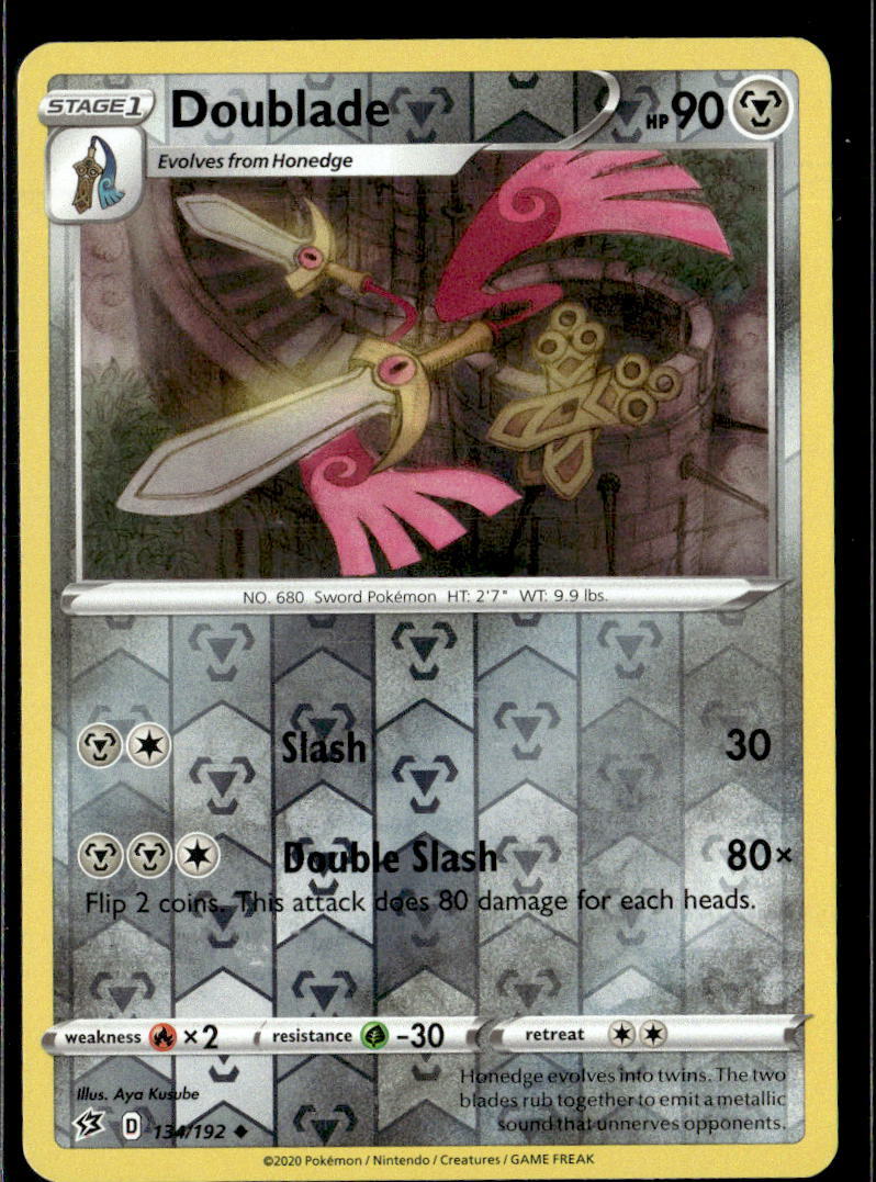 Pokemon Doublade 134/192 Rebel Clash Reverse Holo Uncommon 2 Card Lot