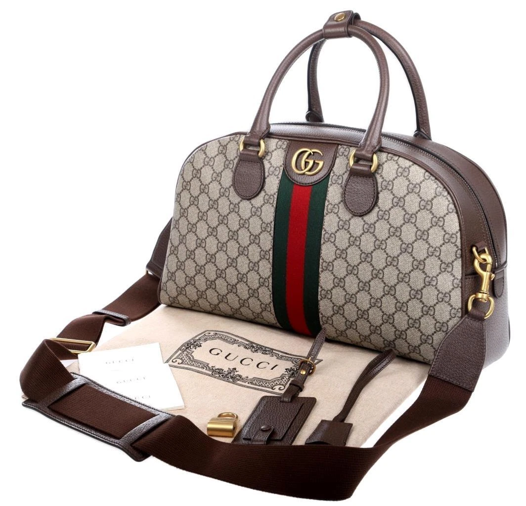 NEW GUCCI OPHIDIA GG SUPREME CANVAS SAVOY MEDIUM BOWLING BAG UNISEX