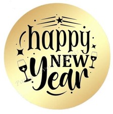 HAPPY NEW YEAR GOLD FOIL ENVELOPE SEALS LABELS STICKERS PARTY FAVORS