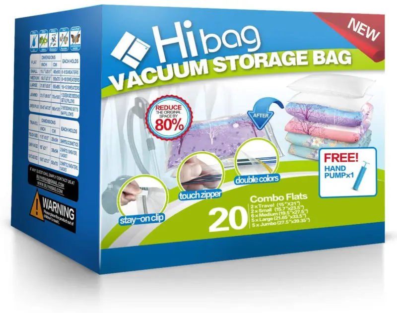 Hibag Space Saver Bags, 20 Pack Vacuum Storage Bags (6 Medium, 5