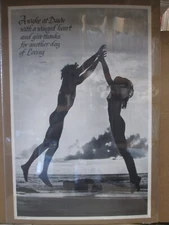 Vintage Awake at dawn loving poster man cave hot girl black and white 20373
