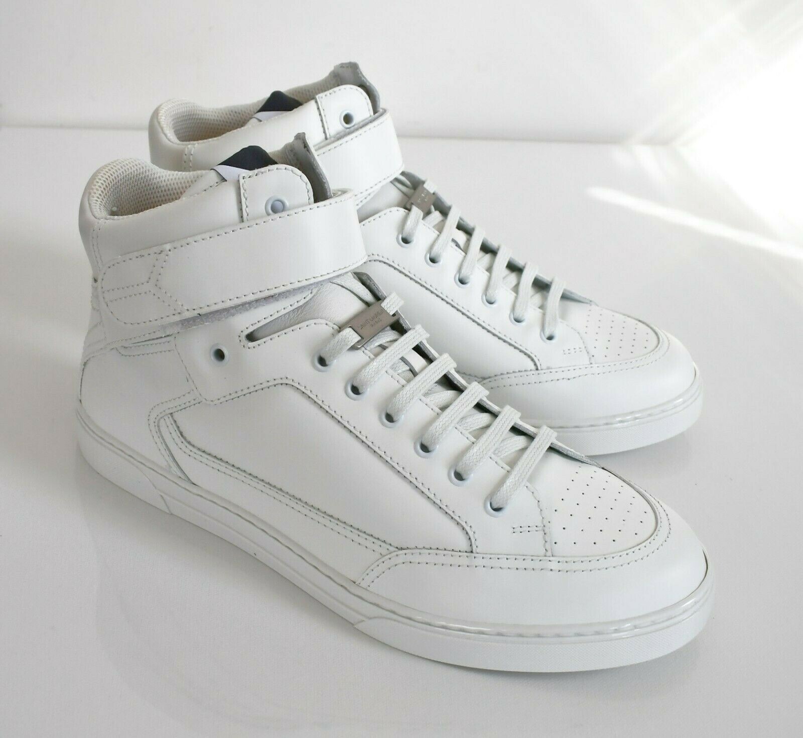 Sneakers nuove SAINT LAURENT Paris ANTIBE 05 in pelle bianca MID TOP da EUR 49 US 16