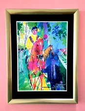 LeRoy Neiman PARIS RACE HORSE Signed Pop Art Mounted and Framed in New 16X12in$