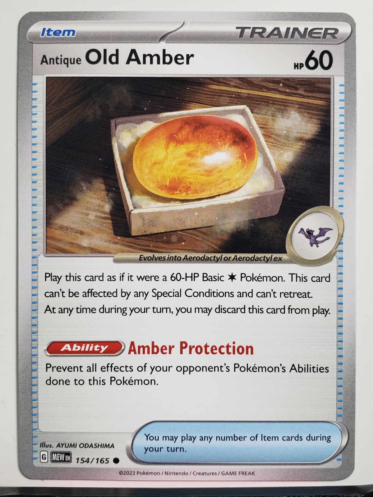 Antique Old Amber 154/165 NM / M - 151 Scarlet Violet Pokemon Card
