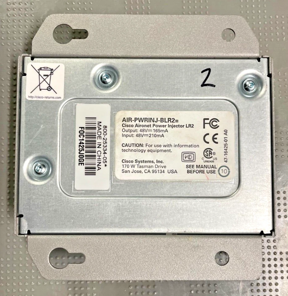 Cisco Aironet 1300 Power Injector LR2 (AIR-PWRINJ-BLR2) w/ 48V DC Power Adapter - Image 2 of 4
