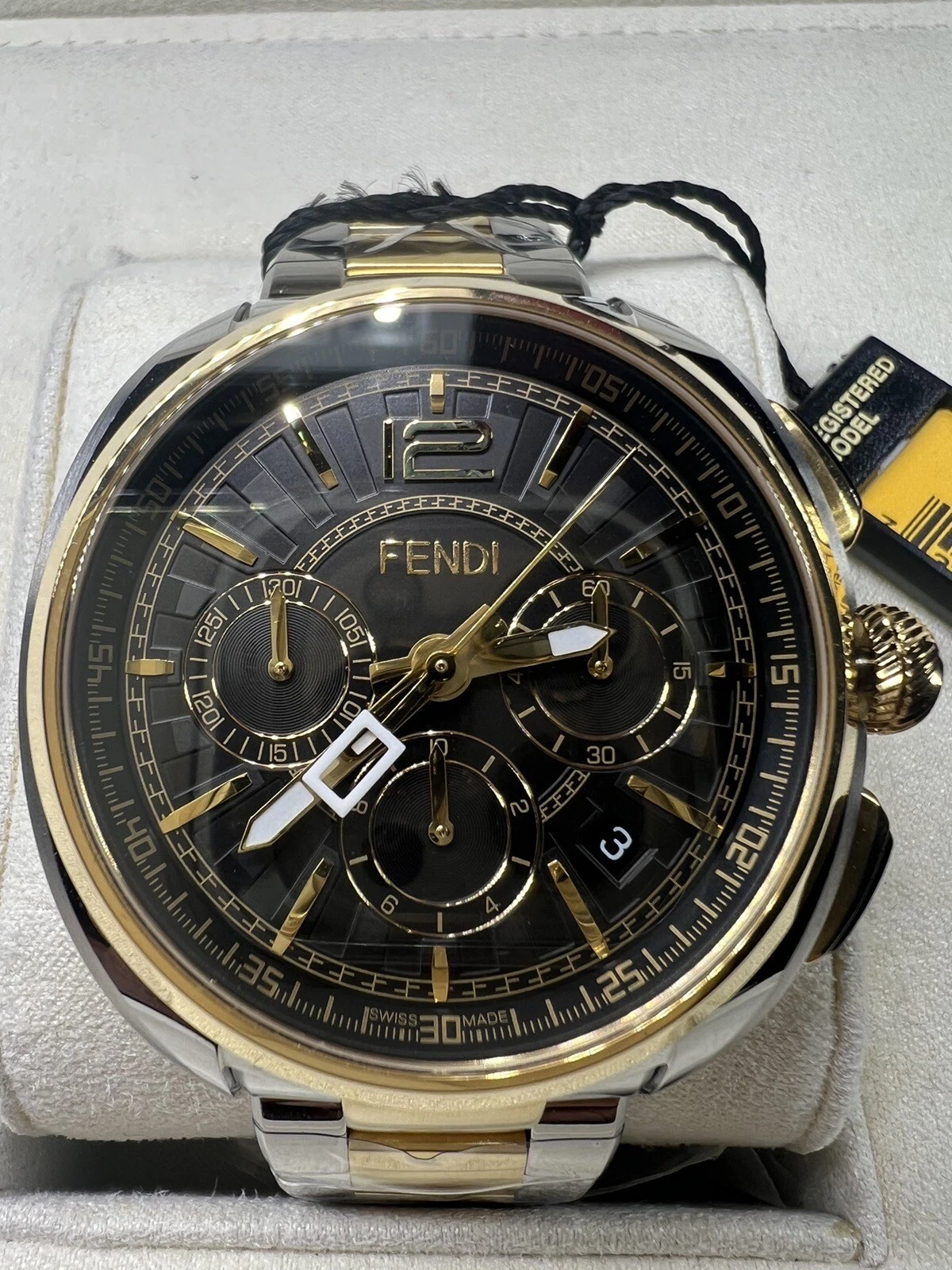 FENDI OROLOGI Momento Cronografo Quadrante Rotondo Bianco Orologio da Uomo