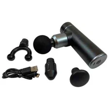 Black Muscle Massage Percussive Gun Deep Tissue w/3 Adjustable Speeds 4 Heads
