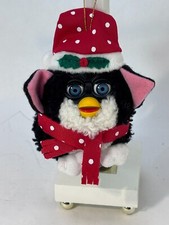 Vintage 1999 Furby Christmas Holiday Decoration Hasbro Tiger Black Plush Santa