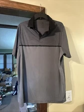 Champion Men's Size XL Performance Collared Golf Polo Shirt Gray w/Stripe