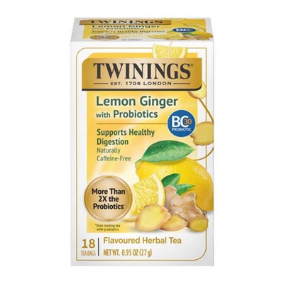 Probiotics Plus Lemon and Ginger Herbal Tea 18 Bags(Cas