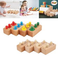 4Pcs Montessori Knobbed Cylinders Blocks Wooden Early Educational for Home
