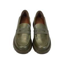 Franco Sarto L-Reza Chunky Loafers Woman's 9M Green Slip On 1.5" Platform Shoes