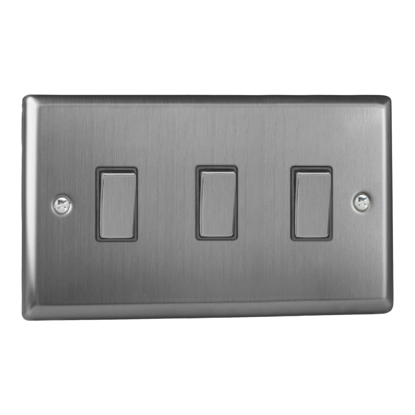 Varilight Triple Light Switch 2-Way Twin Plate - Classic Brushed Steel With 8990₽