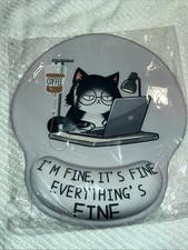 Cat Ergonomic Mouse Pad with Wrist Rest, Gaming Funny Coffee