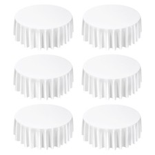 Uimoso Round Polyester Tablecloth for Weddings and Banquets, White, 6Pack, 120In