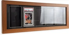 Graded Trading Card Display Case 5 PSA Slabs Sport Football Walnut Wood Frame