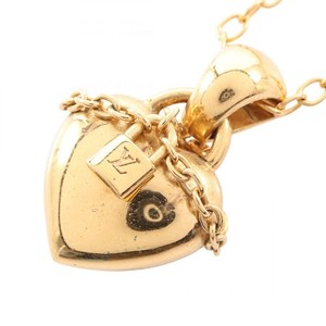 Authentic LOUIS VUITTON Pendentif Love Lock Necklace Pendant Gold Plated Used Women LV