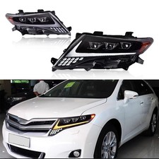 2PCS LED Headlights Headlamps Projector DRL Black Set For Toyota Venza 2009-2016