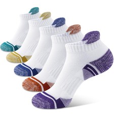 Womens Athletic Running Socks Cushioned Anti-Blister Comfort Ankle Socks 5 P...