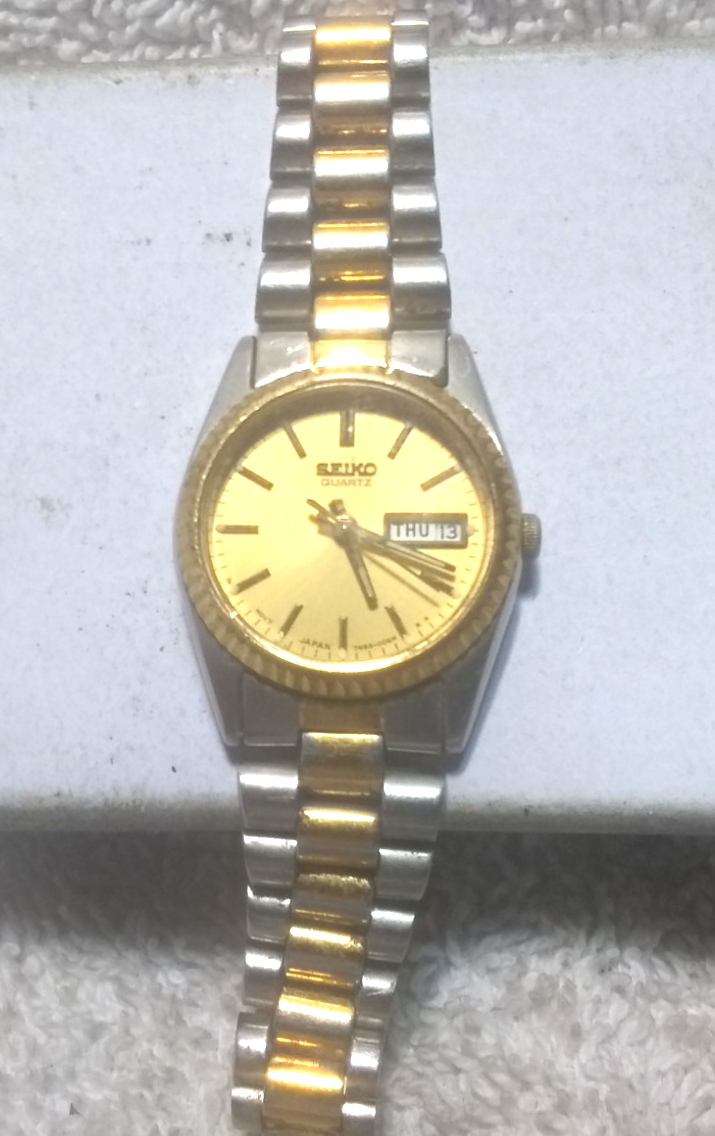 Seiko Quartz Watch 7N83-0041 Presidential Day Date WR Bracelet