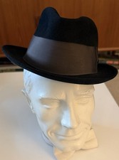 1960 s Vintage Black Dobbs Sz 6-7/8 Narrow Brim Fur Felt Fedora Very Good