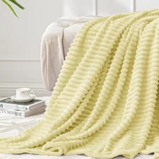 BEDELITE Fleece Throw Blanket for Couch – 3D Ribbed Jacquard Soft and Warm De...