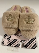 Juicy Couture Brown Faux Fur Slides Slippers Womens Size. S 5/6 NEW.