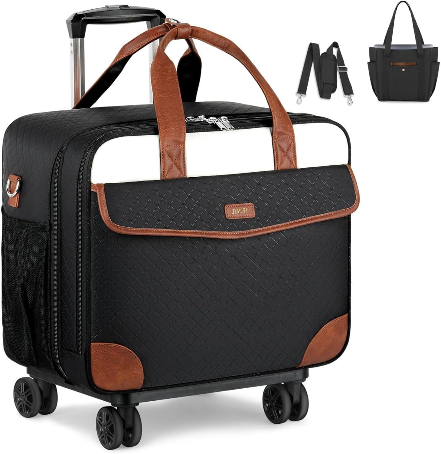 Chic Women's Rolling Laptop Bag - Underseat Carry-On with Wheels