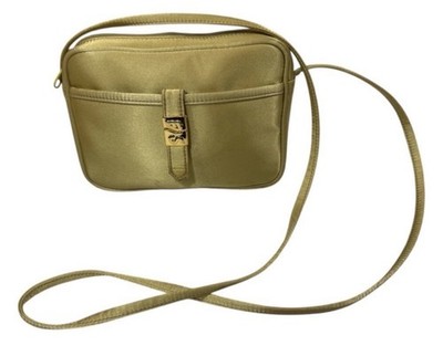 Carlos Falchi Sport Gold Metallic Nylon Crossbody Bag Vintage Small Organizer
