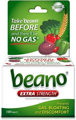 Beano Gas Prevention Dietary Supplement 100 Count Pack of 2 Gluten Free