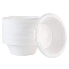 100 Count Disposable 5 ounce White Plastic Dessert Bowls 5 oz bowls, 