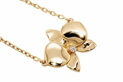 AUTH CARTIER CARESSE D'ORCHIDEES NECKLACE DIAMOND 18K ROSE GOLD
