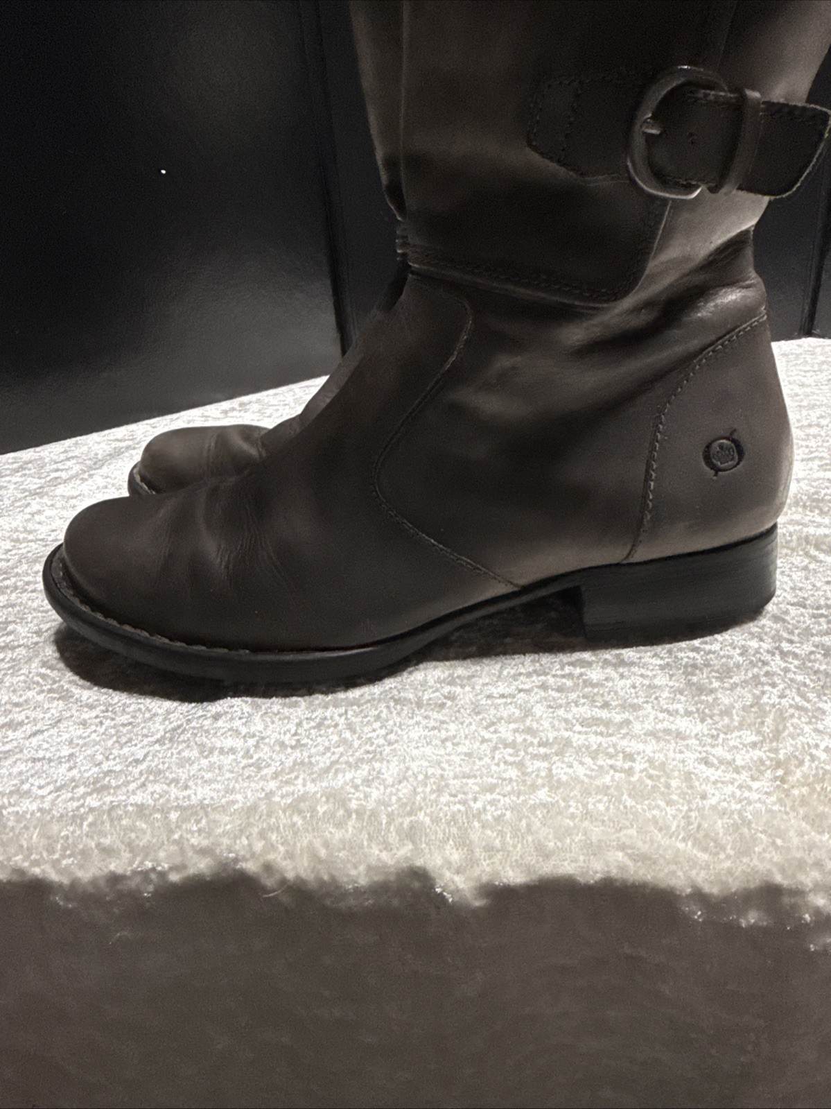 Born Women’s 9.5 M Gray Ash Leather Moto  Tall  Riding Boots Ivy Fall Boho Clean