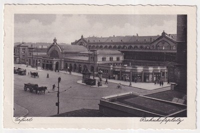 Postcard Erfurt Station Square around 1930