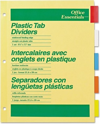 Office Essentials Insertable Dividers, 5 Tab, Multicolor, 1 Set (11465)