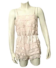 Alana Gale Intimates Teddy Romper One Piece Elastic Waist Nylon Bodysuit S Pink
