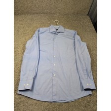 Hugo Boss Sharp Fit Easy Iron Dress Shirt Mens 17 34/35 Light Blue Micro Stripe