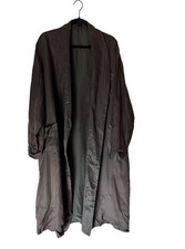 Vintage 60s 70s Mens Silk Dressing Gown Robe Iridescent Olive Foulard Lined L