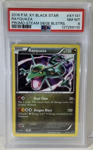 2016 Pokemon XY Rayquaza Black Star Promo Steam Siege Blister #XY141 PSA 8 NM-MT