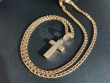 Goldkette mit Kreuz 585 Rotgold 14K Damen Herren Halskette Echt Schmuck Roségold