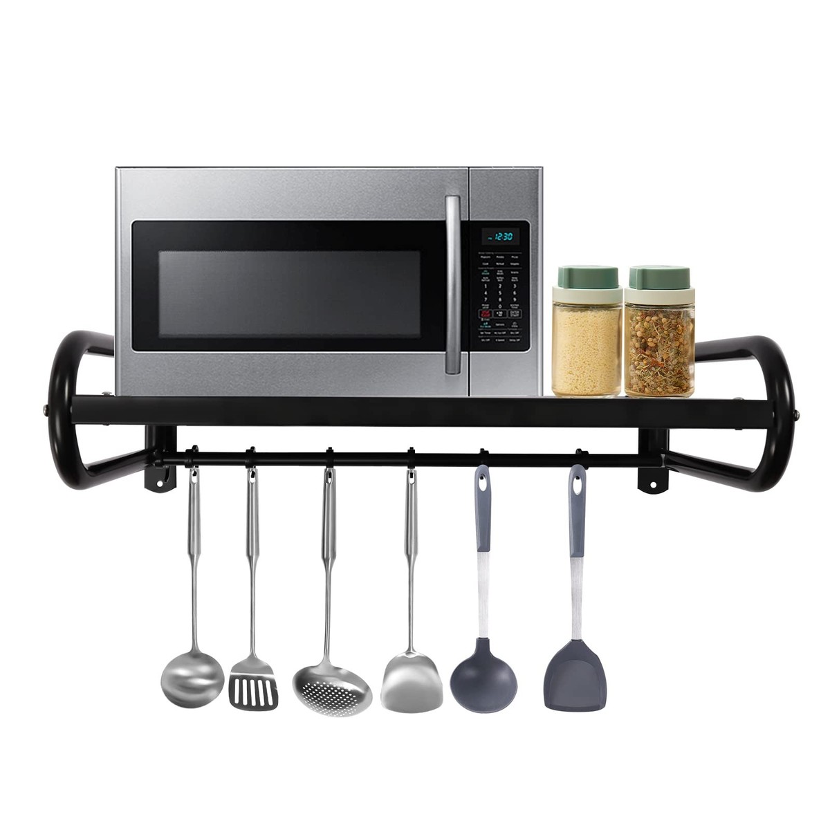 Black Wall Mounted Shelf Metal Microwave Oven Shelf Heavy  display picture 1