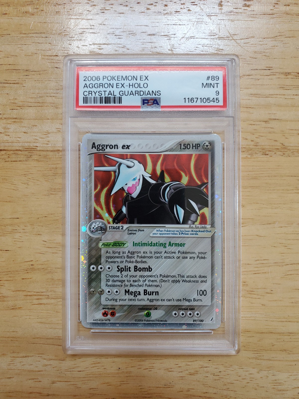 Pokemon PSA 9 MINT 2006 Aggron EX 89/100 Crystal Guardians Holo Card