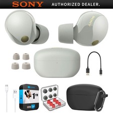 Sony Noise Canceling Truly Wireless Earbuds, Silver  Accessories  Warranty Kit