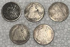 5x Silver Seated Liberty Dime (3) 1887 1889 & 1890 Coins - One Lot