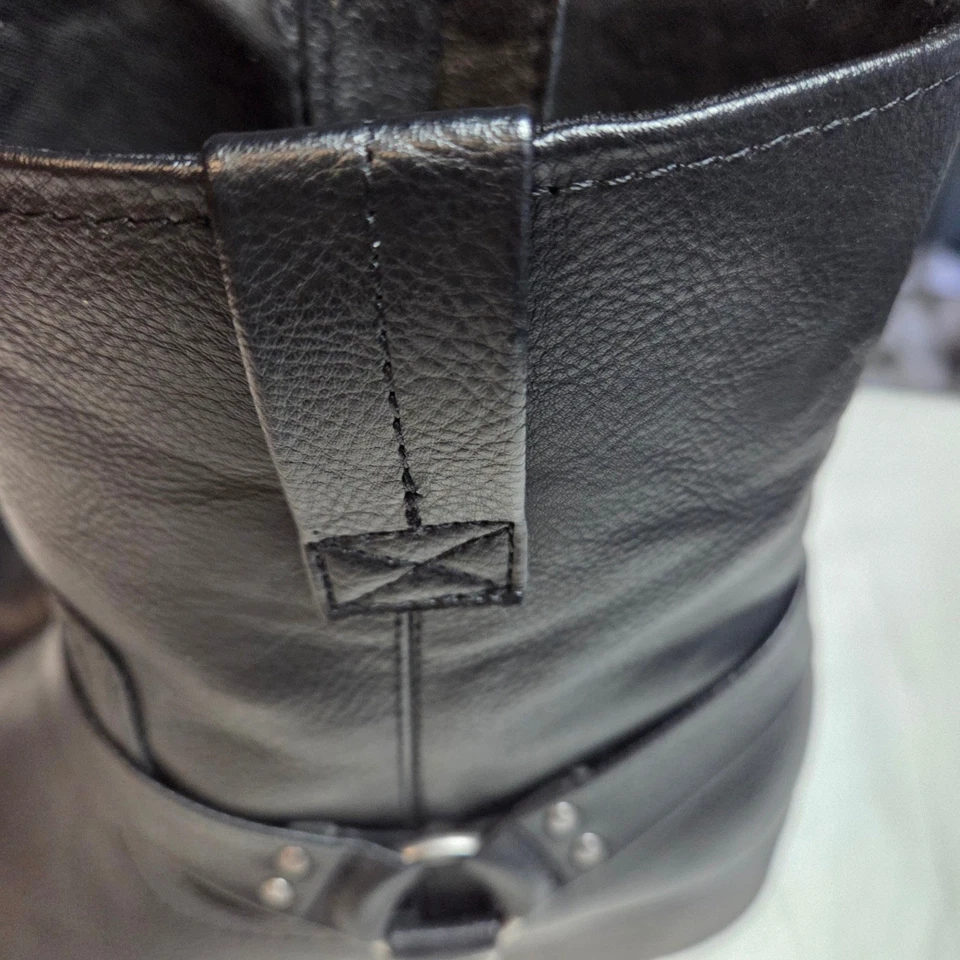 Frye and Co Elodie Negro Cuero Vegano Moto Arnés Botas Mujer Talla 10M Foto 3 de 4