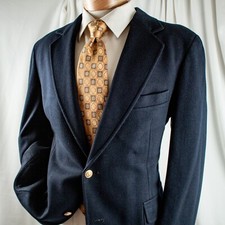 PENDLETON Retro Navy Blue Solid Wool Men Blazer Jacket Coat Size 44 R